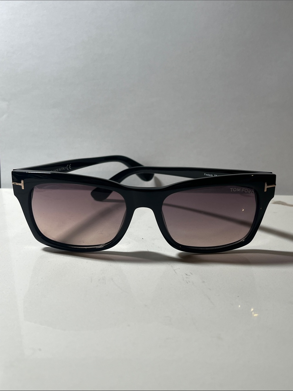 Authentic Tom Ford Black Frame Sunglasses, Gradient Purple Lenses. Preloved